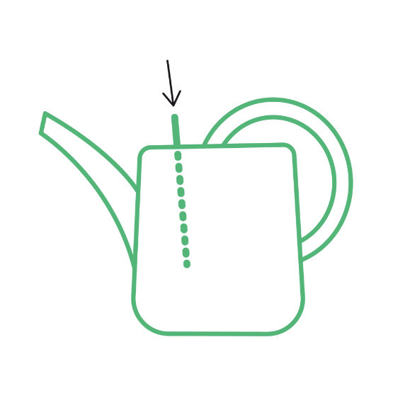 icono de color verde representando la varita flaska green incertándose en una regadera
