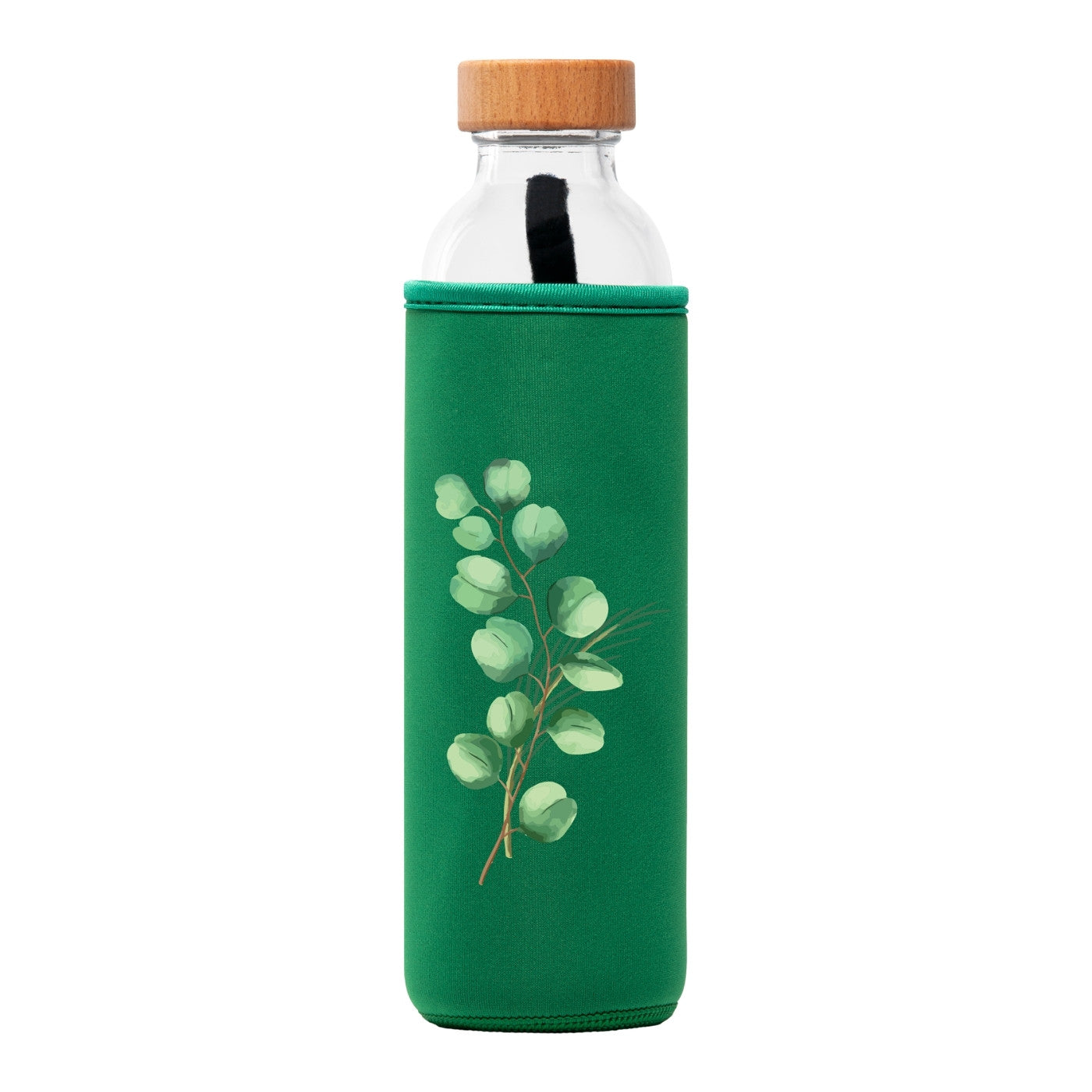 Botella Flaska con tapon de rosca y funda de neopreno Siempre Verde