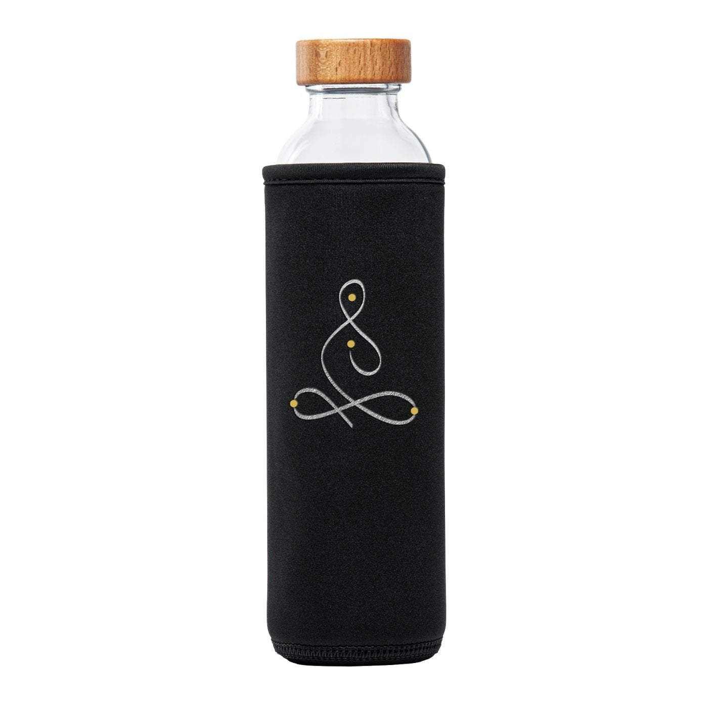botella de agua de cristal Flaska con tapón de rosca y funda protectora de neopreno con diseño de yoga Breath