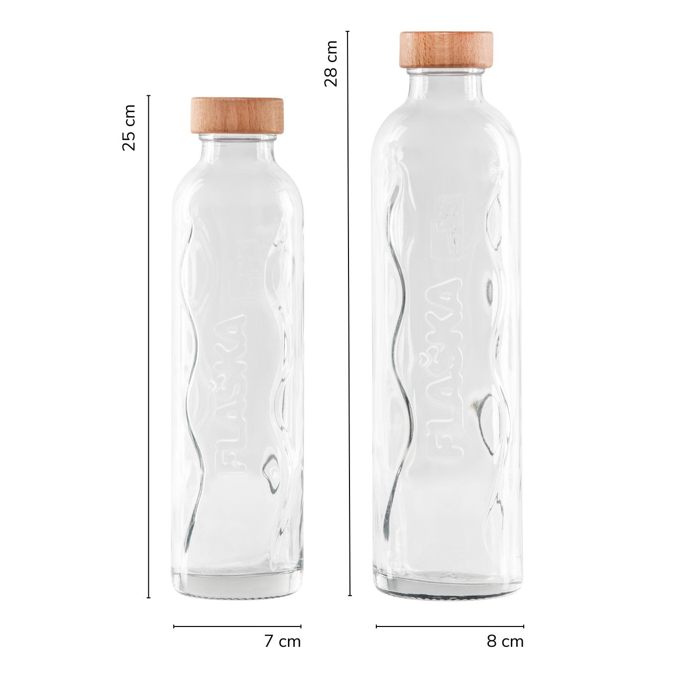 Botella de agua de cristal con funda a medida 500ml