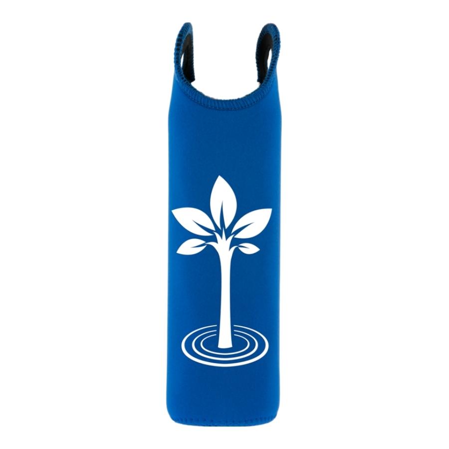 funda de neopreno azul con diseño arbol de la vida para botella flaska