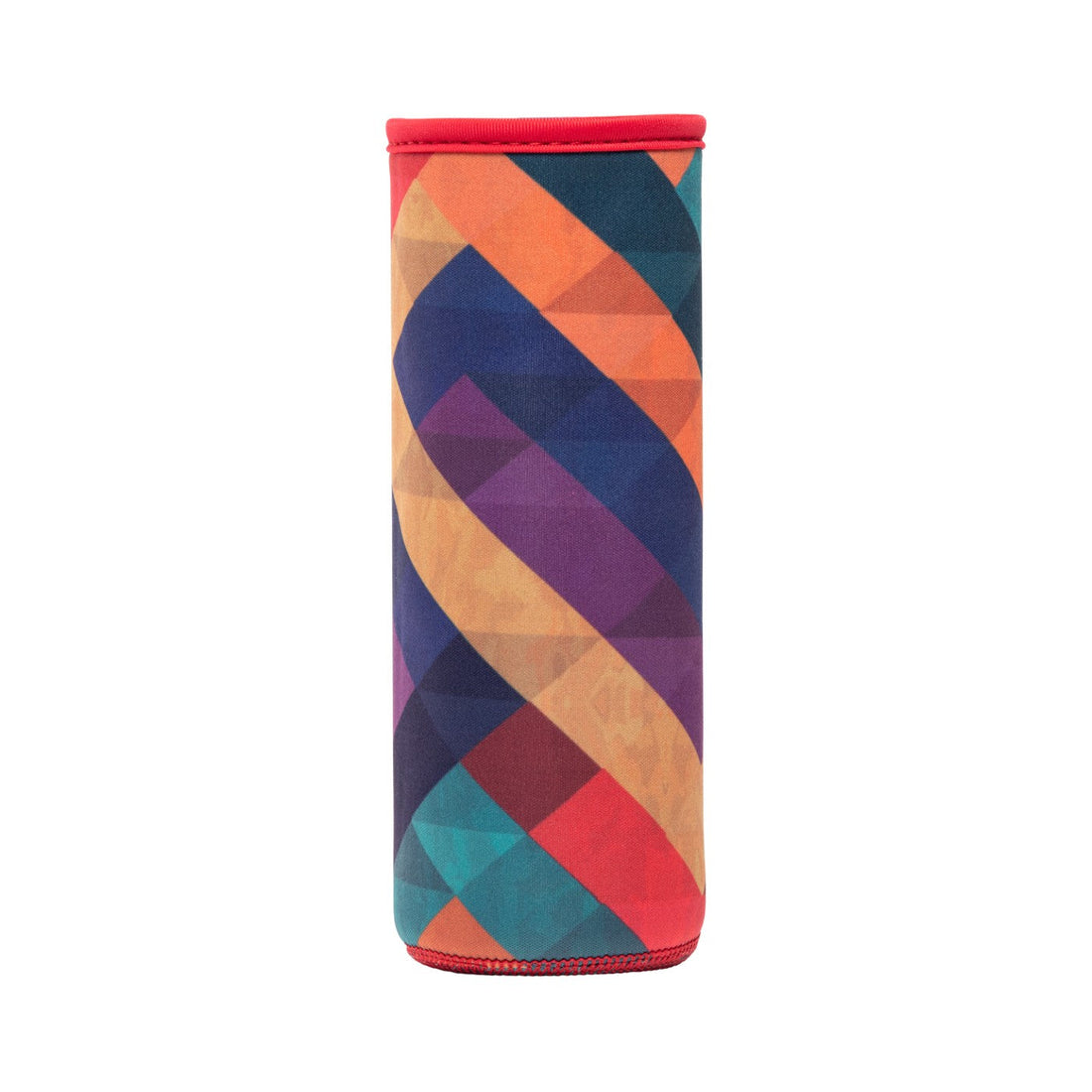 funda de neopreno con diseño formas geometricas de varios colores para botella flaska de rosca