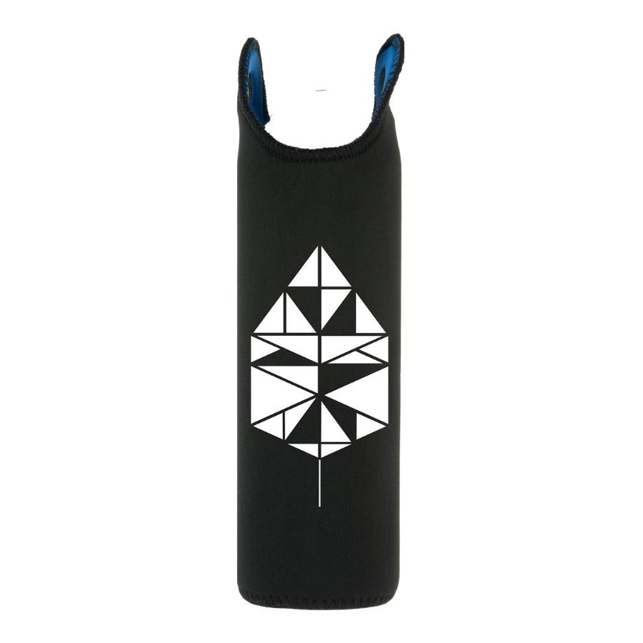 funda de neopreno negra con diseño de tangram para botella flaska