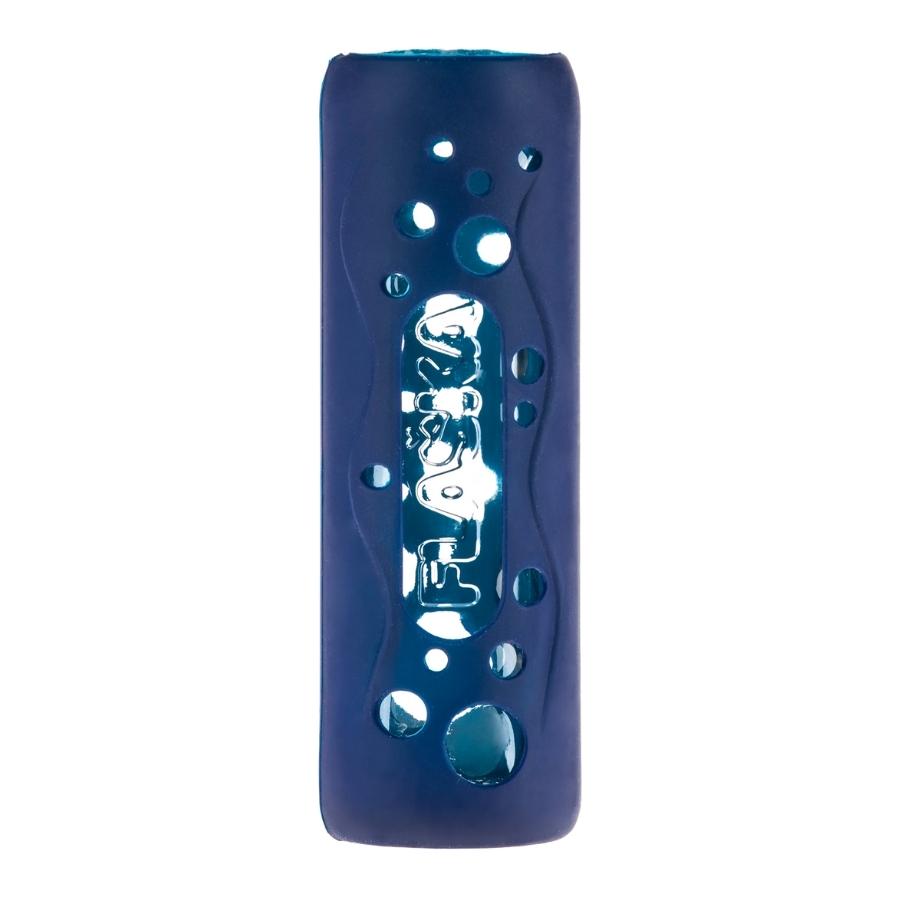 funda de silicona azul con agujeritos para botella flaska 300ml y 500ml